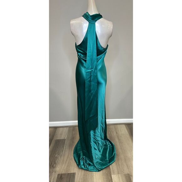 Galvan London Pandora Asymmetrical Bias Cut Dress In Emerald US 6 $1795 - Picture 7 of 11